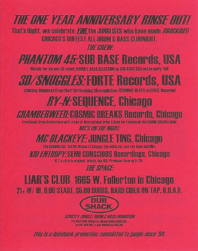 BROCKOUT! One-Year Anniversary Party, January 15, 1998 (back)