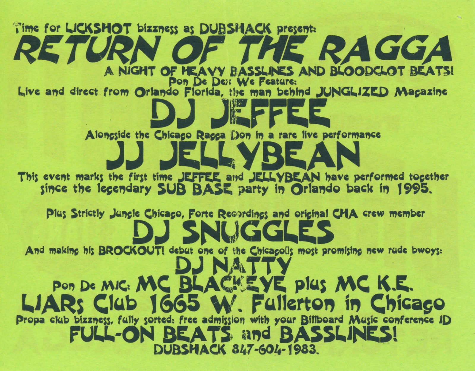 BROCKOUT! Return of the Ragga, July 16, 1998 (back)