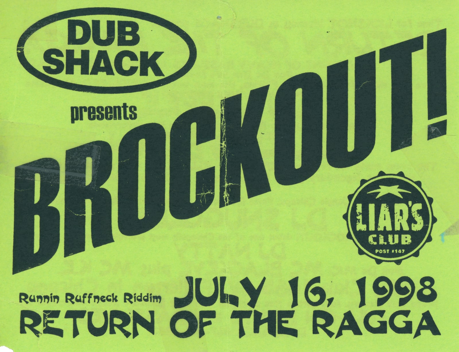 BROCKOUT! Return of the Ragga, July 16, 1998 (front)