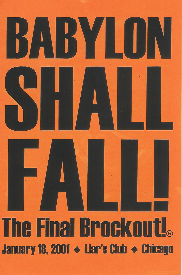 Babylon Shall Fall! The Final BROCKOUT!, January 18, 2001 (front)