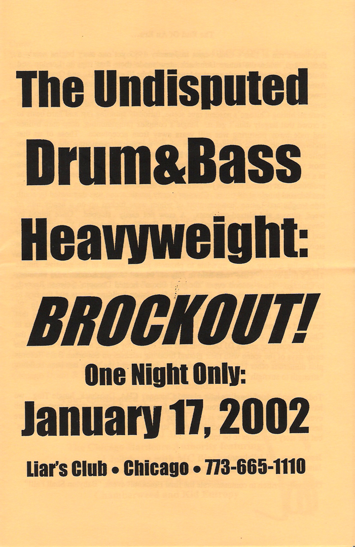 The Undisputed Drum & Bass Heavyweight: BROCKOUT!, January 17, 2002 (front)